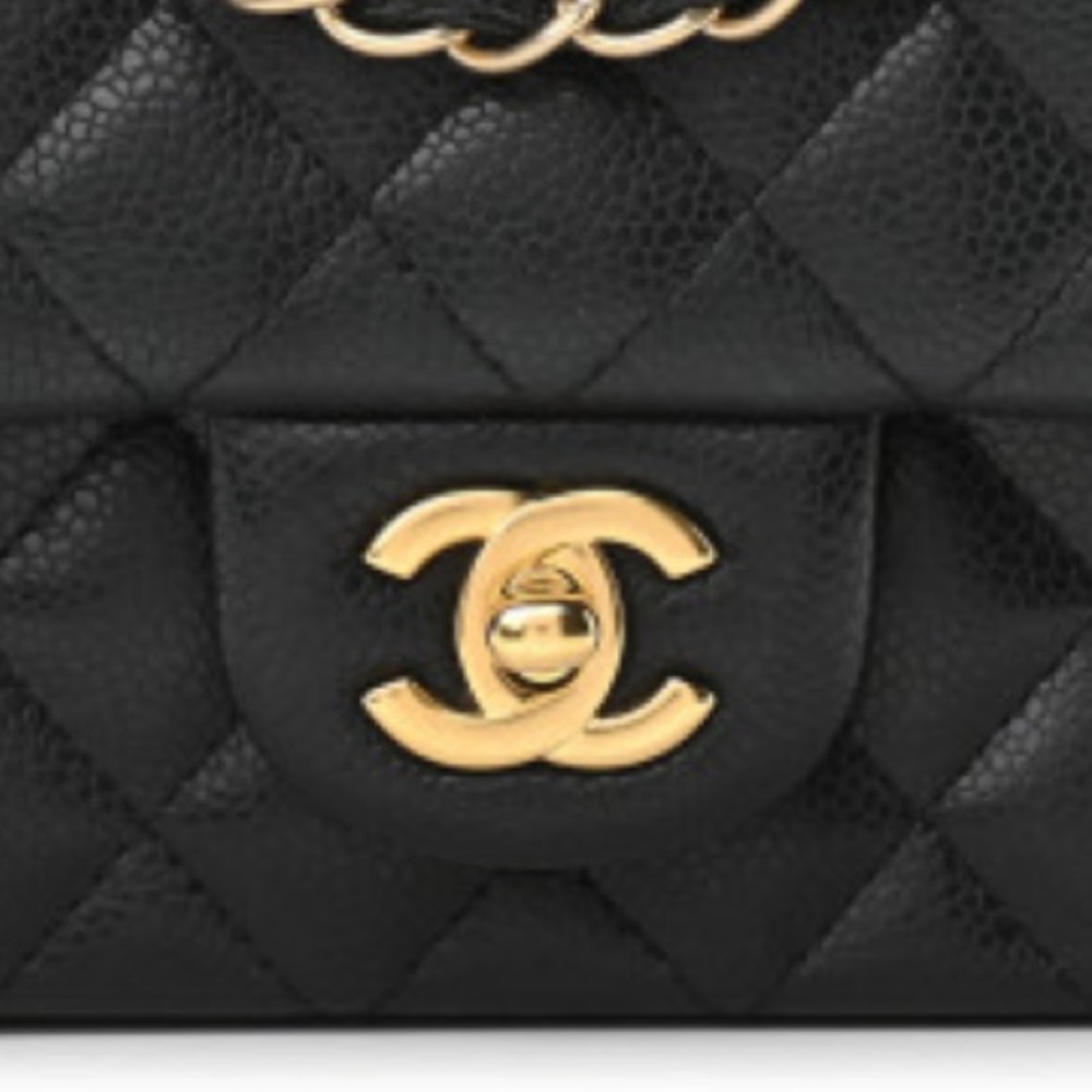 Chanel Black Caviar Rectangular Mini Bag Brushed Gold Chain - Picture 9 of 16